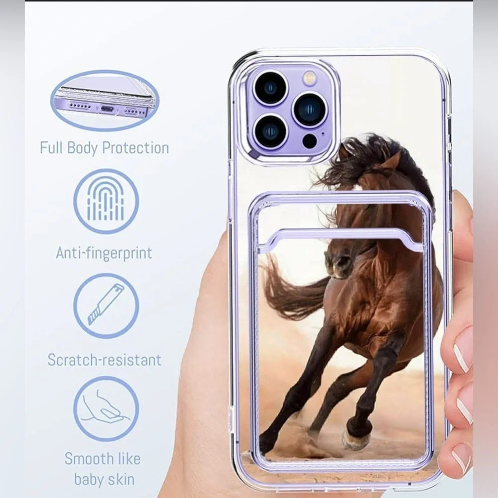 Aesthetic Wild Horse Pattern Clear Phone Case -I Phone 14 Pro Max